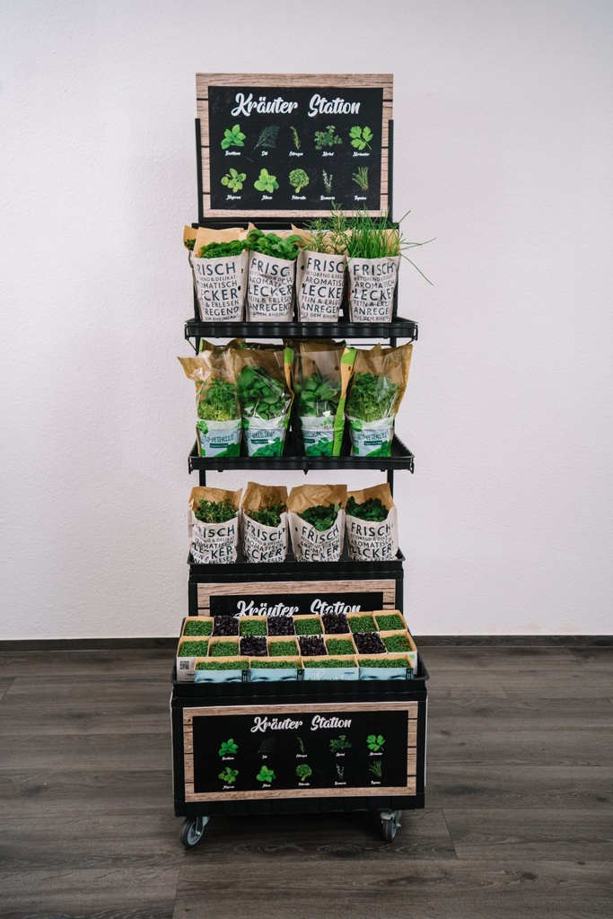 [01-07-105-00023] Freestanding Mobile Station for Herbs - with Castors