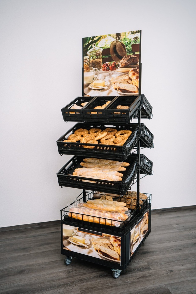 [01-07-105-00025] Freestanding Mobile Station for Bread - with Castors