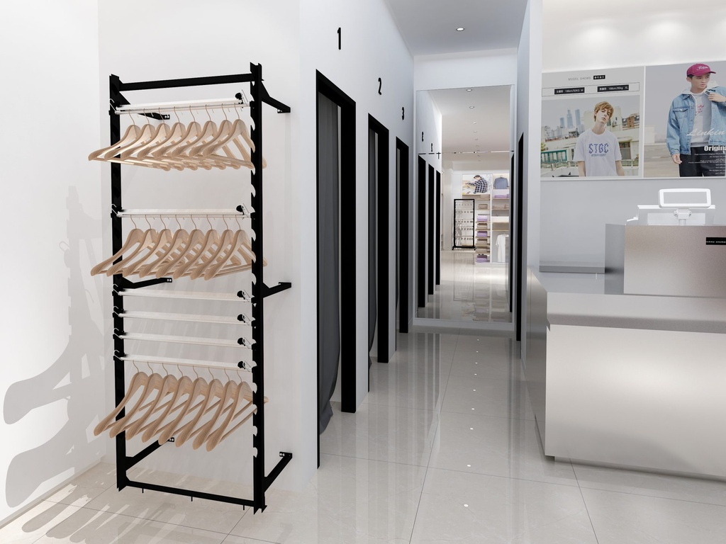 [02-10-203-00229] Wall-Mounted Clothing Display Rack