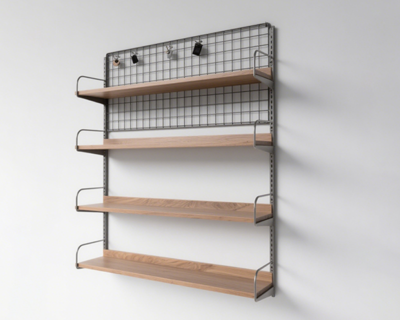 [01-03-105-00072] Wall-Mounted Shelves with Grid Panel