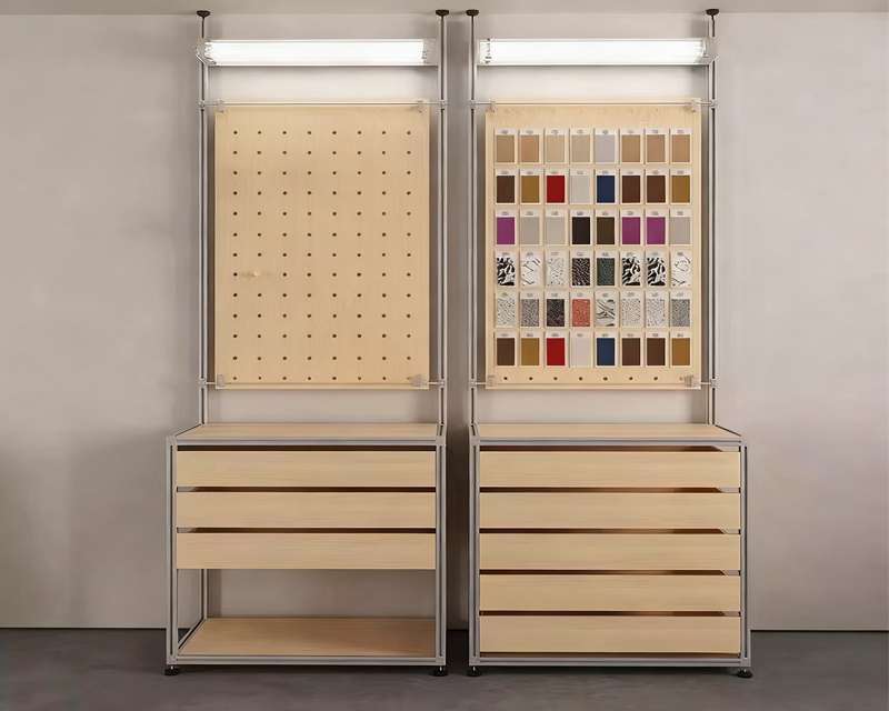 Multi-Functional Sample Display Rack with Drawers